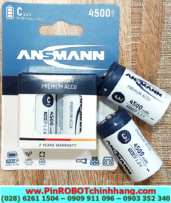 Ansman C4500mAh HR14; Pin sạc C 1.2v Ansman C4500mAh HR14 Mignon chính hãng (Loại vỉ 2viên)